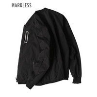 Markless 男士休闲飞行员夹克衫青年修身棒球服运动外套JKA7118M 黑色 165/S