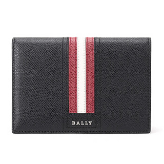 BALLY 巴利 男士黑色红白条纹皮质护照夹卡夹 TALKNIS LT 10