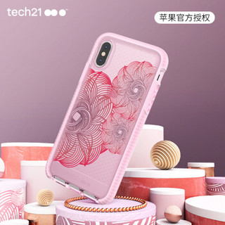 tech21苹果X/10手机壳 iPhone X/XS 通用 防摔手机壳/保护套 3米防摔 花朵款 5.8英寸 粉色