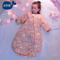 米乐鱼 婴儿睡袋抱被儿童宝宝春秋薄款防踢被可拆袖2段沐粉林80*52cm