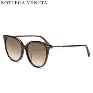 葆蝶家Bottega Veneta eyewear亚洲版女太阳镜 BV圆框细框女士墨镜 BV0103SA-002 哈瓦那镜框渐变棕镜片 55mm