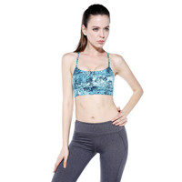 依琦莲（yiqilian）2018新款健身服抹胸 运动跑步瑜伽内衣 速干透气瑜伽服文胸 JVB16109 碧波荡漾 M