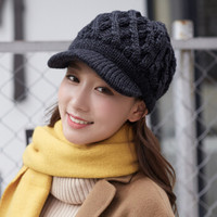 677888帽子女秋冬天韩版学生百搭潮羊毛毛线针织帽冬季手工编织加绒护耳 弹力均码