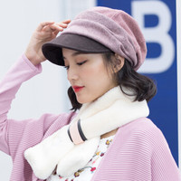 677888帽子女春秋天韩版潮贝雷帽英伦学院风能护耳羊毛保暖 粉色