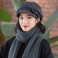 677888 贝雷帽子女春秋天韩版百搭蝴蝶结英伦学生优雅小清新帽子 灰色 56-58可调节