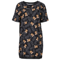 MOSCHINO 女士黑色棉质小熊图案短袖T恤 ZA3901 9004 1555