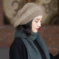 677888帽子女秋冬天韩版潮手工针织学生宽大冬季毛线帽 模特色 弹力均码