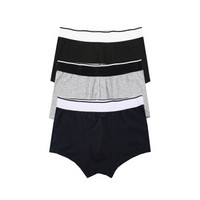 GIORDANO 佐丹奴 内衣男式内裤 三条装宽橡筋平底内裤四角内裤 011760060010401 黑/灰/蓝小码(165/74A)