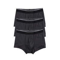 GIORDANO 佐丹奴 内衣男式内裤 三条装宽橡筋平底内裤四角内裤 011760060010401 06深灰/黑色 加大码(180/90A)