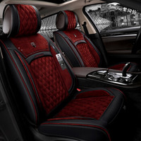 紫风铃 紫风铃冬季植绒汽车坐垫全包汽车座垫奥迪博越传祺宝马途胜途观奔驰起亚车座椅套1703 魅惑红-标准版