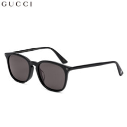 GUCCI 古驰 eyewear 男女款中性太阳镜 亚洲版全板材镜架墨镜 GG0154SA-001 黑色镜框灰白镜片 53mm