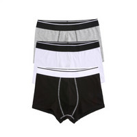 GIORDANO 佐丹奴 内衣男式内裤 三条装宽橡筋平底内裤四角内裤 01176006 01黑/白/灰加大码(180/90A)