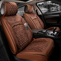 紫风铃 紫风铃冬季植绒汽车坐垫全包汽车座垫奥迪博越传祺宝马途胜途观奔驰起亚车座椅套1703 咖啡色-标准版