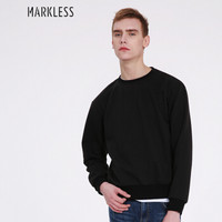 Markless 卫衣男套头衫圆领纯色休闲长袖宽松外套WYA7417M 黑色 180/XL