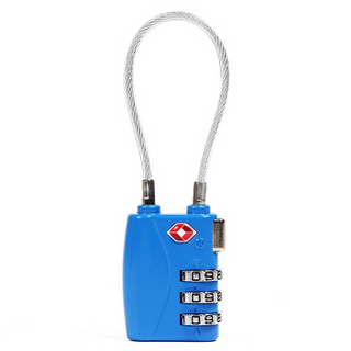 伴侣行 3位TSA出国旅行拉杆箱金属密码锁软钢丝绳柜子锁健身房密码门锁挂锁 BL4004 蓝色