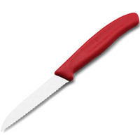 维氏VICTORINOX瑞士军刀厨刀 多功能水果刀 锯齿牛排面包刀6.7431红色 瑞士原产