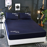 北极绒 全包席梦思保护套 床笠单件 床单床垫套 防滑床垫罩被单 藏青色 1.5米床