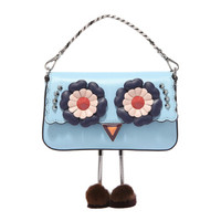 FENDI 芬迪 女士 粉蓝色牛皮小怪兽单肩斜挎包 8M0354 9HN F09HE