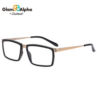 CHARMANT/夏蒙眼镜框 GA系列男女款黑色方框眼镜金色镜腿时尚光学近视眼镜架 GA38001 GP 53mm