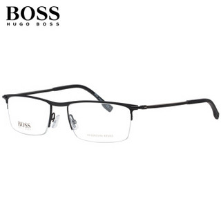 雨果博斯（HUGO BOSS）眼镜框 男士商务黑色金属近视眼镜架超轻半框潮款光学镜框 0940-2P6/18-55