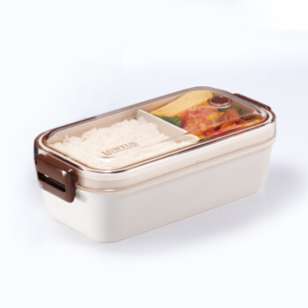 阿司倍鹭asvelluntus单层分格饭盒微波炉加热便当盒白色800ml