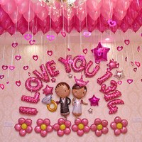 柯丽影 婚庆用品婚房卧室装扮布置字母铝膜气球套餐情人节装饰结婚婚礼