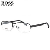 雨果博斯（HUGO BOSS）眼镜框 男女商务黑色钛金属近视眼镜架超轻半框潮款光学镜框 0813/F-HXE-56