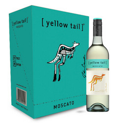 黄尾袋鼠（Yellow Tail）幕斯卡白葡萄酒 澳大利亚进口葡萄酒 750ml*6瓶 整箱装 *3件