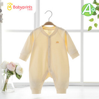 贝瑞加Babyprints婴儿连体衣宝宝衣服春夏季新生儿服装内衣哈衣爬爬服纯棉四季黄色66cm6-10个月