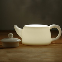 苏氏陶瓷(SUSHI CERAMICS)德化中国白陶瓷茶壶 手工羊脂玉井栏壶 猪油白 如脂玉功夫泡茶壶