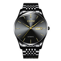 多姆（DOM）手表 商务经典男士系列 全自动钢带机械表 时尚防水双历手表 89BK-1M
