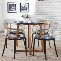 佳匠 洽谈圆桌办公简约北欧休闲阳台会客接待咖啡厅小圆形餐桌子 黑色 圆桌80cm