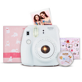 富士（FUJIFILM）INSTAX一次成像相机MINI9相机（mini8升级款）烟灰白手账本套餐