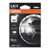 欧司朗(OSRAM) W5W LED车灯刹车灯倒车灯后雾灯汽车灯泡辅助灯 2850CW 6000K白光 12V1W (两支装)