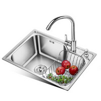 卡贝（Cobbe）水槽单槽洗菜盆加厚304不锈钢厨房洗菜池洗碗槽淘菜盆大单槽套餐