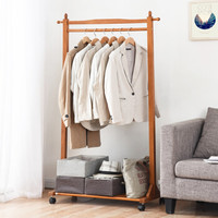 家逸 实木衣帽架 卧室落地挂衣架 衣服架子 蜜糖色