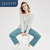 淳度（Queend）长袖睡衣女休闲可外穿套装 QWC02046 银灰/石青蓝 XL