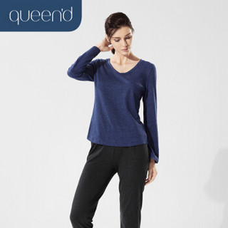 淳度（Queend） 春夏季睡衣女可外穿居家服女套装薄款 QWC01424 深灰蓝 XL