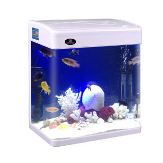 闽江 鱼缸水族箱玻璃金鱼缸LED灯触控小彩缸 MJ-M260  白色