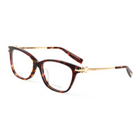 TRUSSARDI 杜鲁萨迪 中性款玳瑁色镜框金色镜腿板材全框光学眼镜架眼镜框 VTR282F 0721 54MM