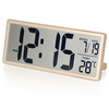 Hense 汉时 创意电子钟万年历大屏数字挂钟台钟液晶显示多功能闹钟客厅卧室座钟HA88金色