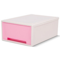 百草园塑料收纳箱整理箱 抽屉式收纳柜储物柜 衣柜收纳盒 10L 2个装 樱花粉