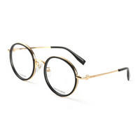TRUSSARDI 杜鲁萨迪 中性款黑色镜框金色镜腿板材全框光学眼镜架眼镜框 VTR260F 0700 51MM