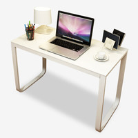 雅美乐 电脑桌 台式家用简易办公桌 电竞桌U型笔记本桌子 白色钢化玻璃+白色铁架 100*60*75 YSZW2