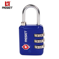 RESET 小密码锁挂锁 TSA出国安检行李箱包锁工具箱储物柜门锁 蓝色R-141