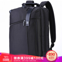 法国乐上(LEXON) 商务双肩包双隔层电脑包 男士14/15.6英寸笔记本旅行背包休闲防水时尚PU拼接 黑色