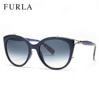 芙拉（FURLA）女款板材全框墨镜亮乳蓝色镜框蓝渐变粉镜片 SFU151 03GR 54mm