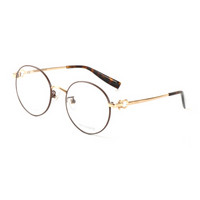 TRUSSARDI 杜鲁萨迪 中性款黑色镜框金色镜腿金属全框光学眼镜架眼镜框 VTR276F 300A 50MM