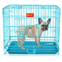 兴达万宠  出口品质狗笼子中小型犬泰迪狗笼猫笼子兔子笼加粗加密宠物笼可折叠便携铁丝笼具 XDWC-600CK蓝色