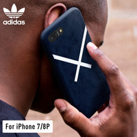 adidas（阿迪达斯）iPhone8\7Plus手机壳 新品仿鹿皮绒 苹果8\7Plus男硅胶全包 简洁防滑防摔保护套 蓝色